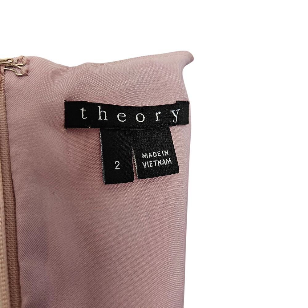 Theory Tillora Mini Dress Womens 2 Pale Pink Virgin Wool Sleeveless Matte - Picture 4 of 9